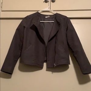 Girls L Grey Micro Suede Moto Jacket